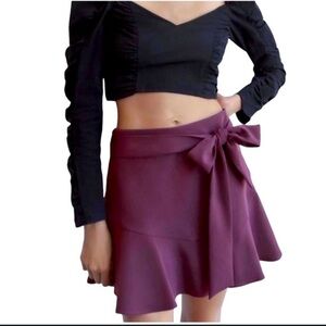 Zara Purple Skort Skirt with Front Tie Size Small